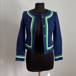 Trina Turk Blazer blue textured large buttons size 0